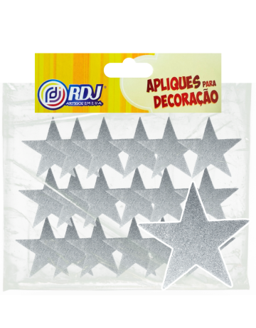 Aplique Estrelinha Glitter Prata 3cm