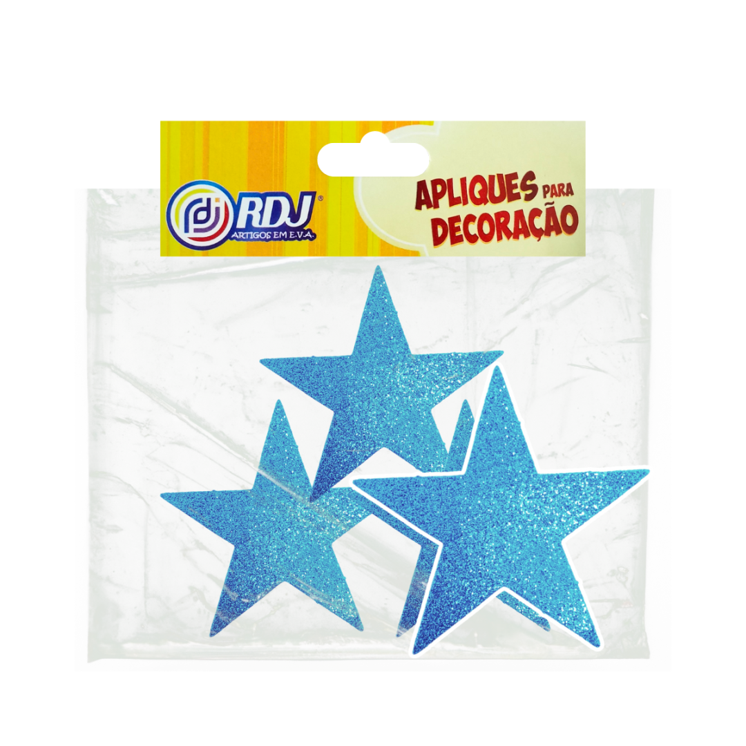 Aplique Estrelinhas Azul Claro 11cm