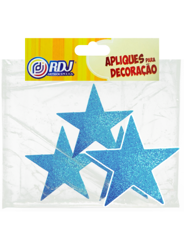 Aplique Estrelinhas Azul Claro 11cm