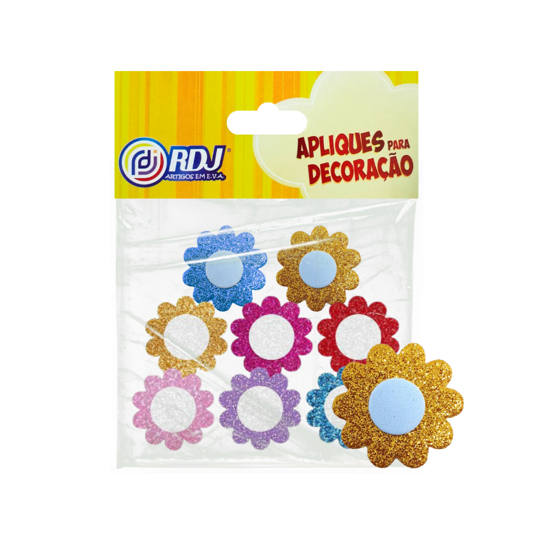 Aplique Flores Glitter 4,5cm Aplique Flores Glitter 4,5cm