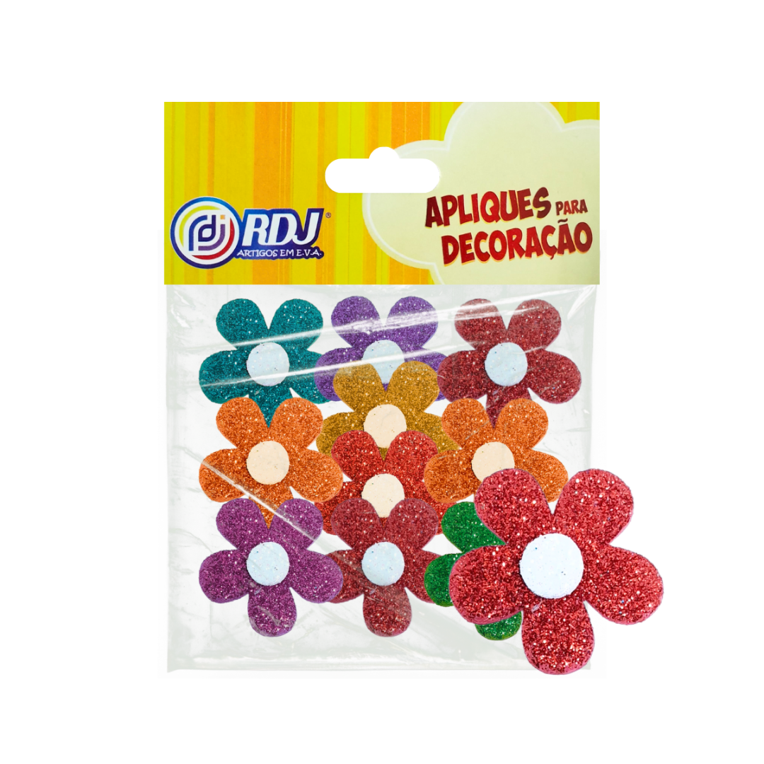Aplique Flores Glitter 4,8cm Aplique Flores Glitter 4,8cm