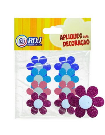 Aplique Flores Glitter 4cm