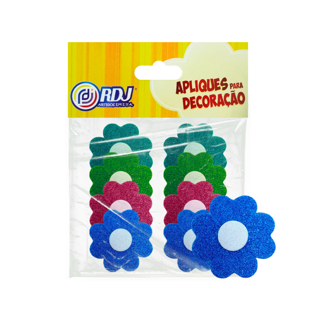 Aplique Flores Glitter 4cm Aplique Flores Glitter 4cm