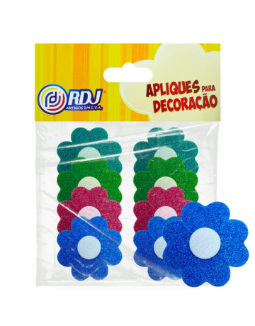 Aplique Flores Glitter 4cm