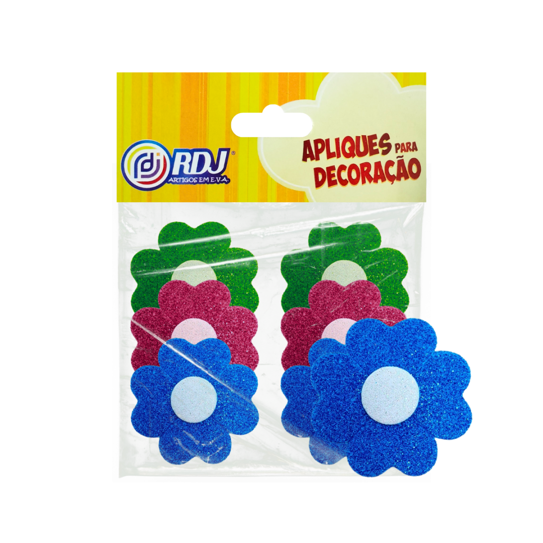 Aplique Flores Glitter 5,5cm