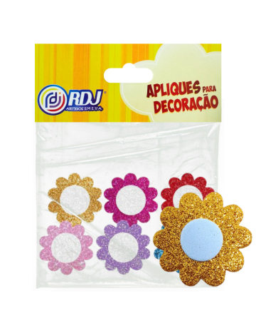 Aplique Flores Glitter 6cm