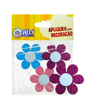 Aplique Flores Glitter 8cm