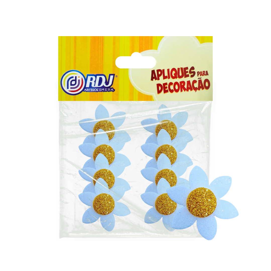 Aplique Flores Glitter Branco 4cm