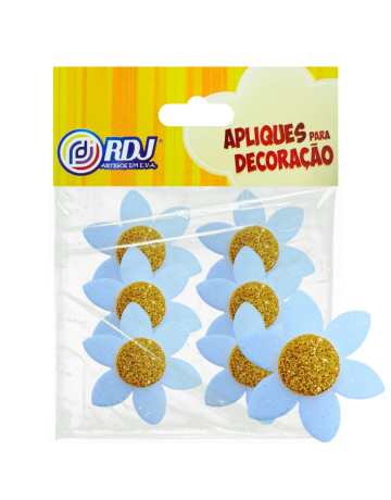 Aplique Flores Glitter Branco 6cm