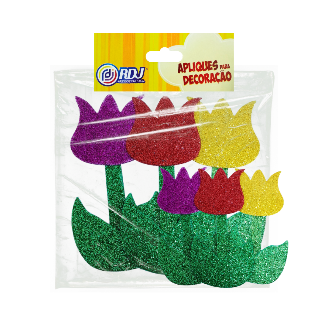 Aplique Tulipas Glitter 3 unidades Aplique Tulipas Glitter 3 unidades