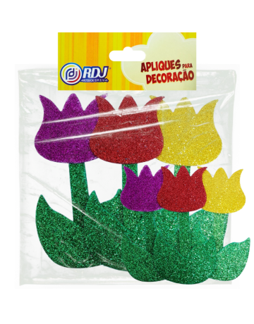 Aplique Tulipas Glitter 3 unidades