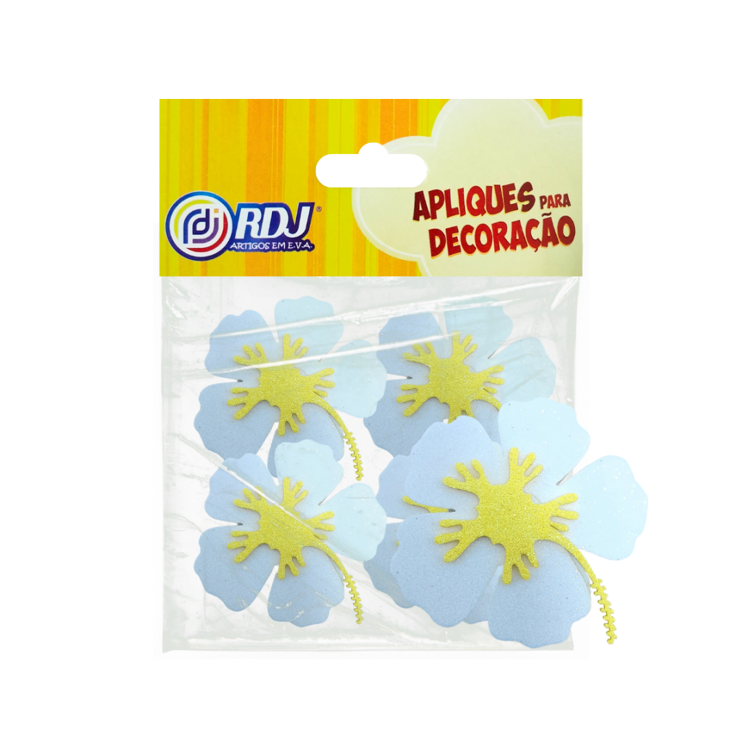 Flores Hibisco Glitter Branco 12cm