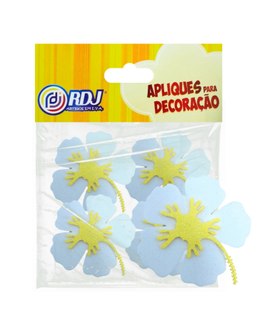 Flores Hibisco Glitter Branco 12cm