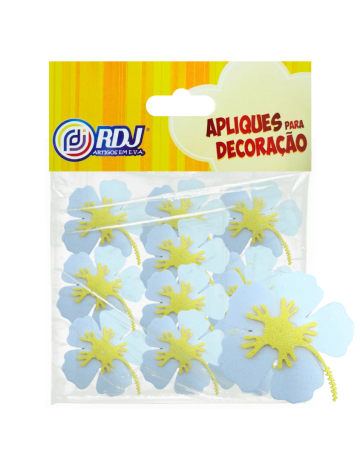 Flores Hibisco Glitter Branco 4cm