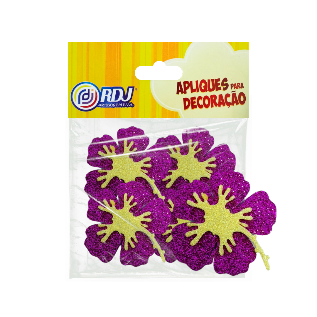 Flores Hibisco Glitter Pink 12cm Flores Hibisco Glitter Pink 12cm