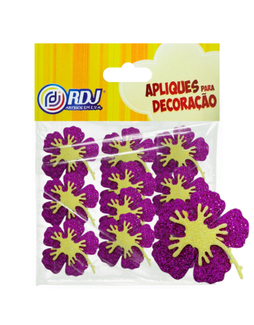 Flores Hibisco Glitter Pink 4cm