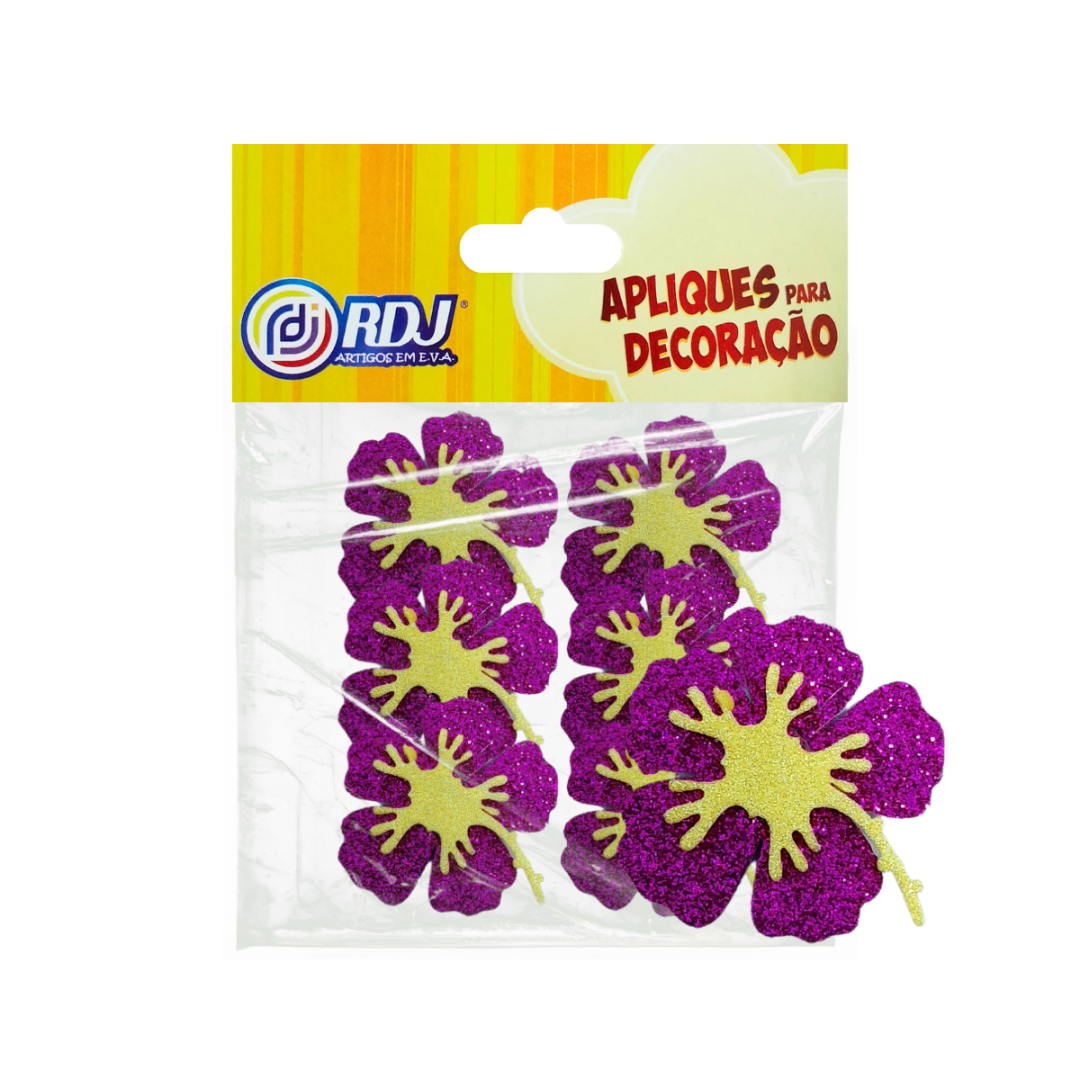 Flores Hibisco Glitter Pink 8cm Flores Hibisco Glitter Pink 8cm
