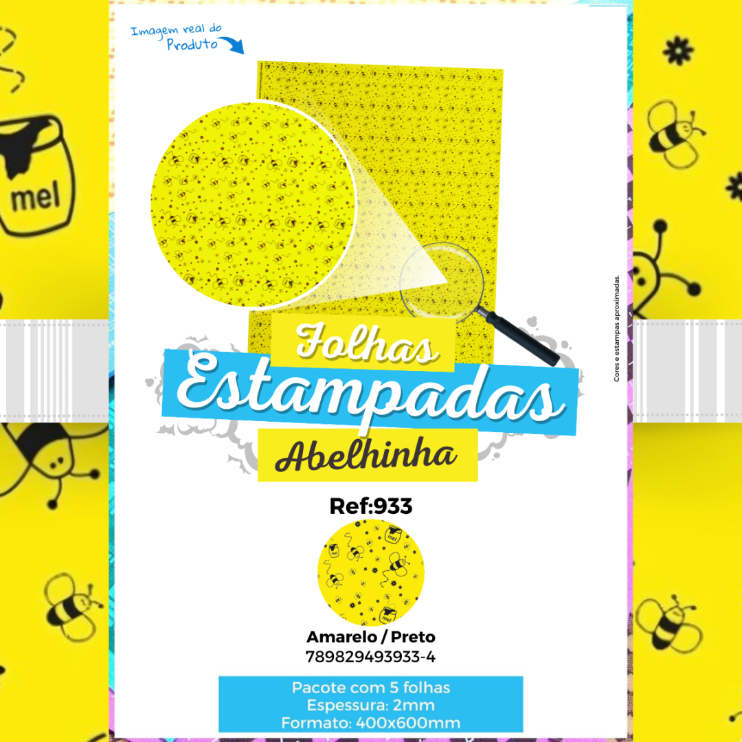 Folha EVA estampada Abelhinha