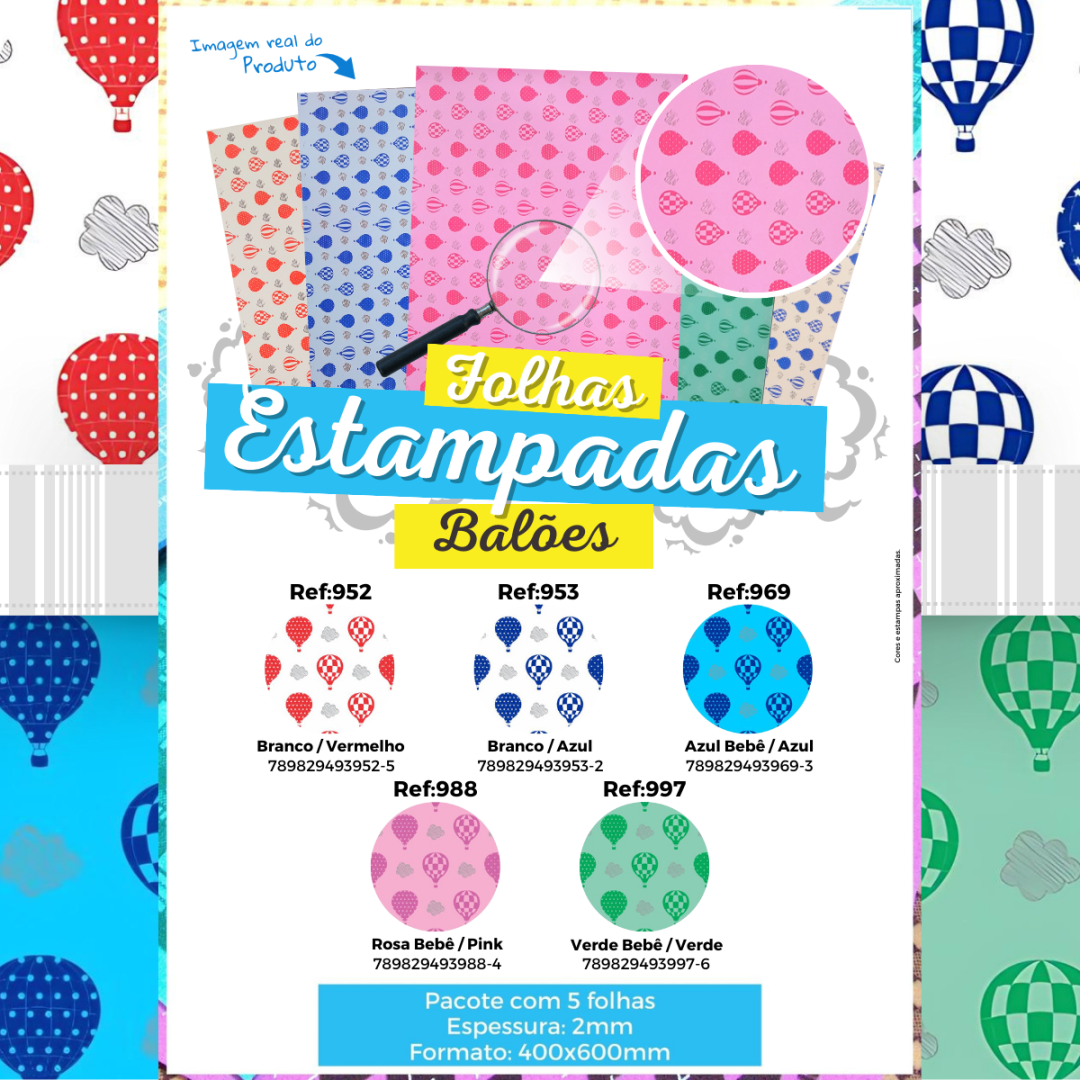 Folha EVA estampada Balões