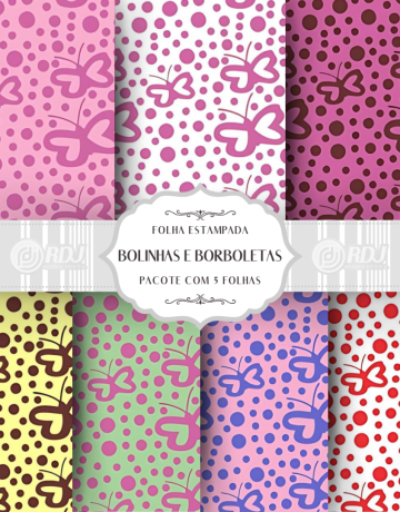 Folha EVA estampada Bolinhas e Borboletas