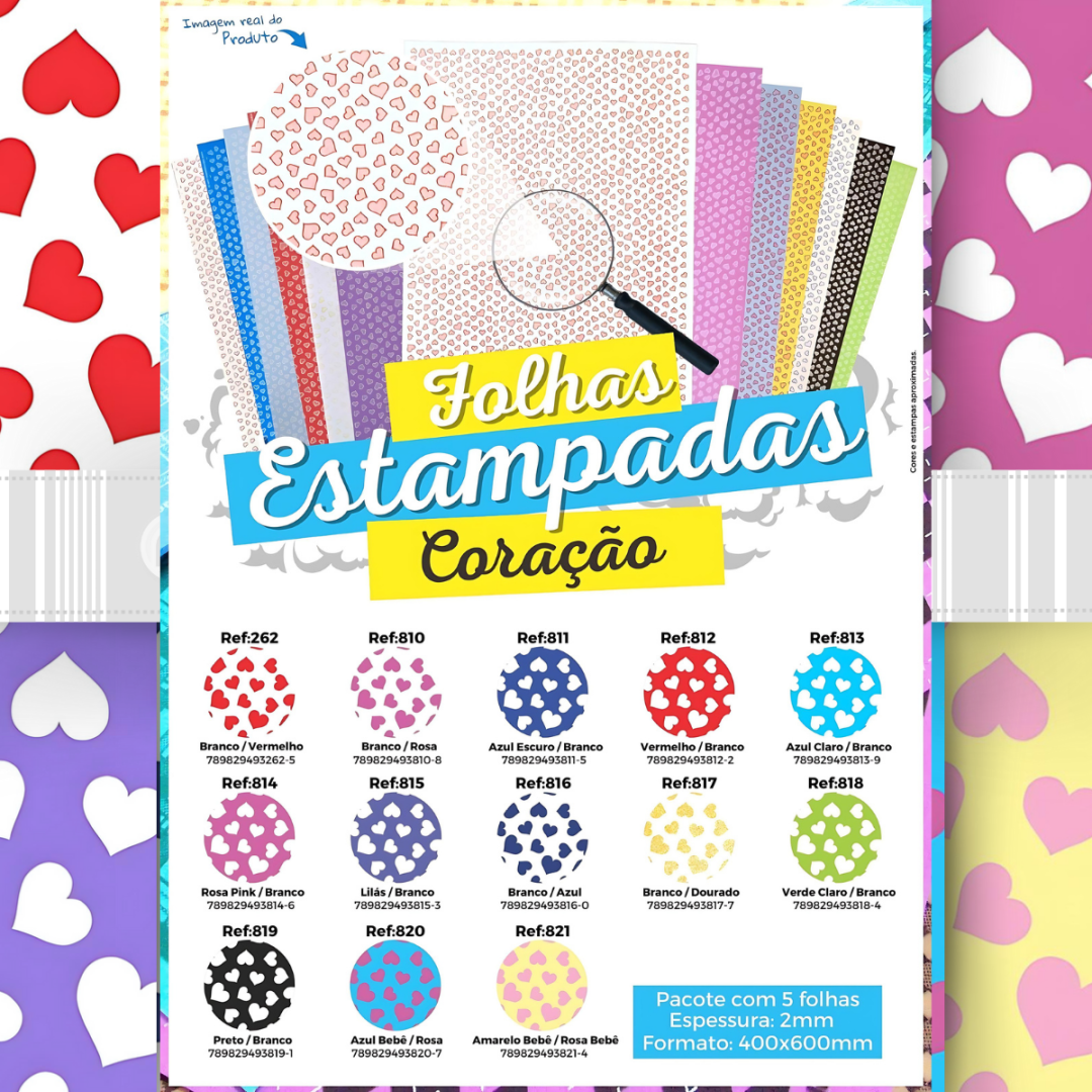 Folha EVA estampada Cora&ccedil;&atilde;o