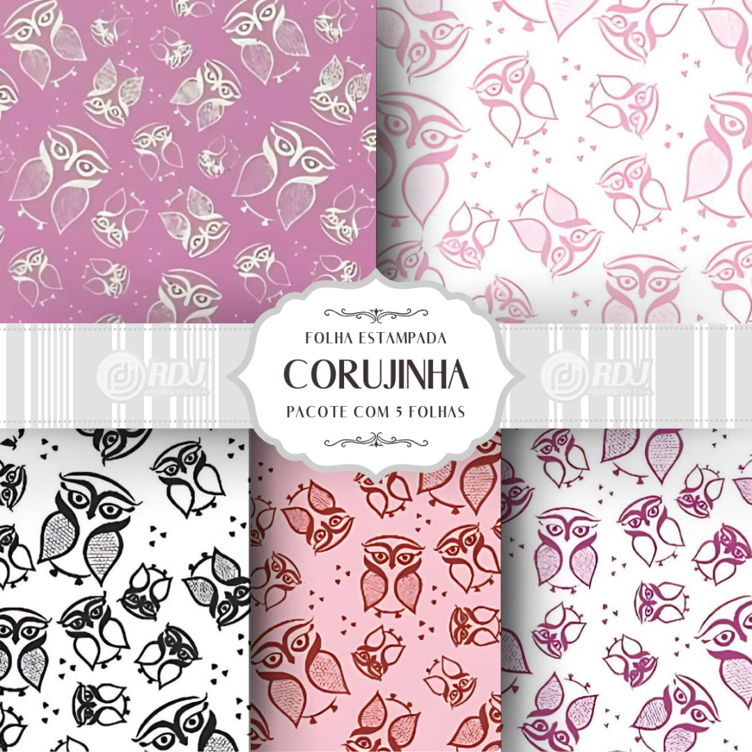 Folha EVA estampada Corujinha