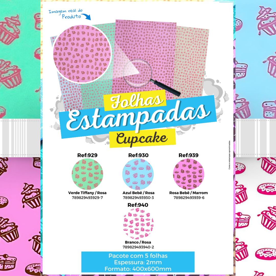 Folha EVA estampada Cupcake