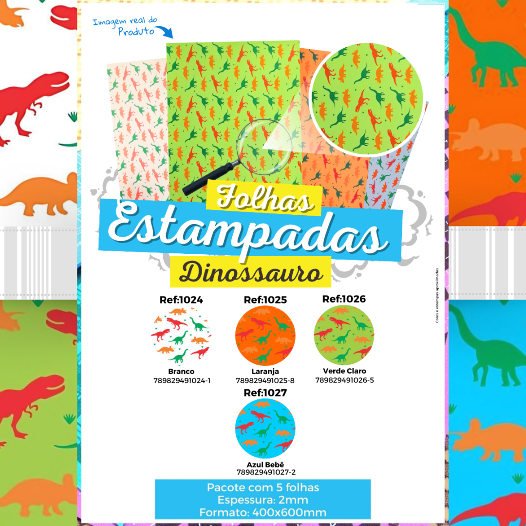 Folha EVA estampada Dinossauro
