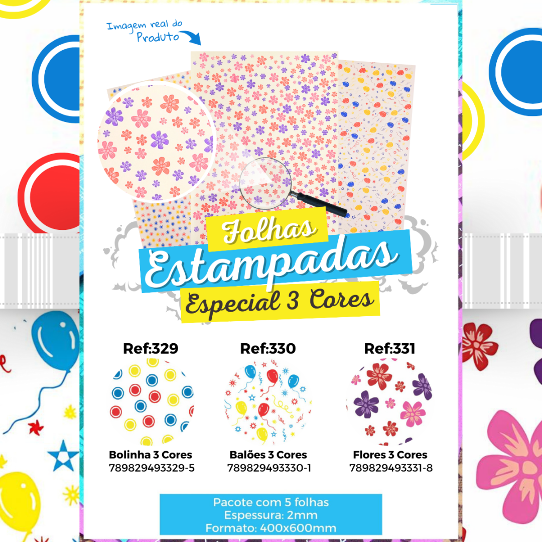 Folha EVA estampada Especial 3 Cores