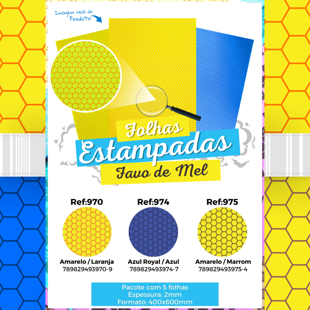 Folha EVA estampada Favo de Mel