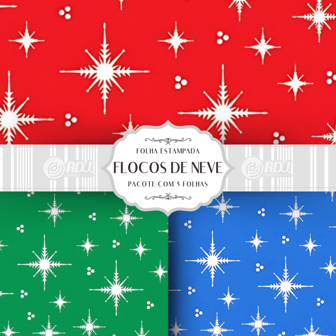 Folha EVA estampada Flocos de Neve Folha EVA estampada Flocos de Neve