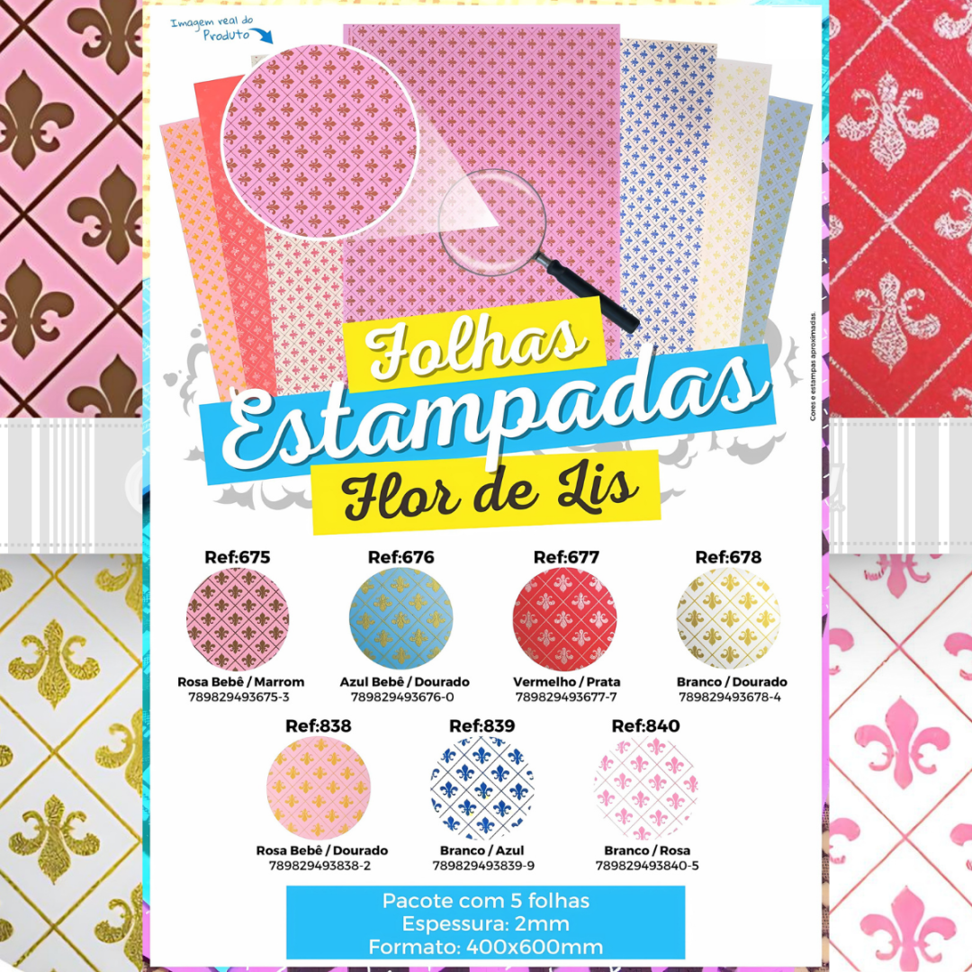 Folha EVA estampada Flor de Lis