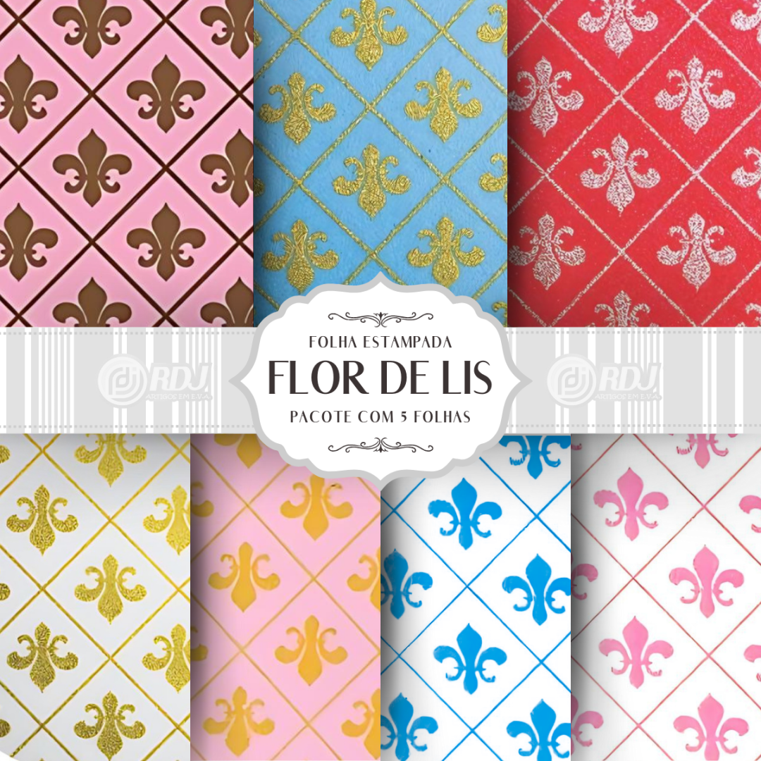 Folha EVA estampada Flor de Lis