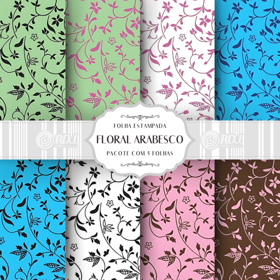 Folha EVA estampada Floral Arabesco