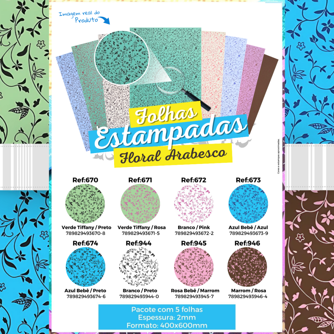 Folha EVA estampada Floral Arabesco