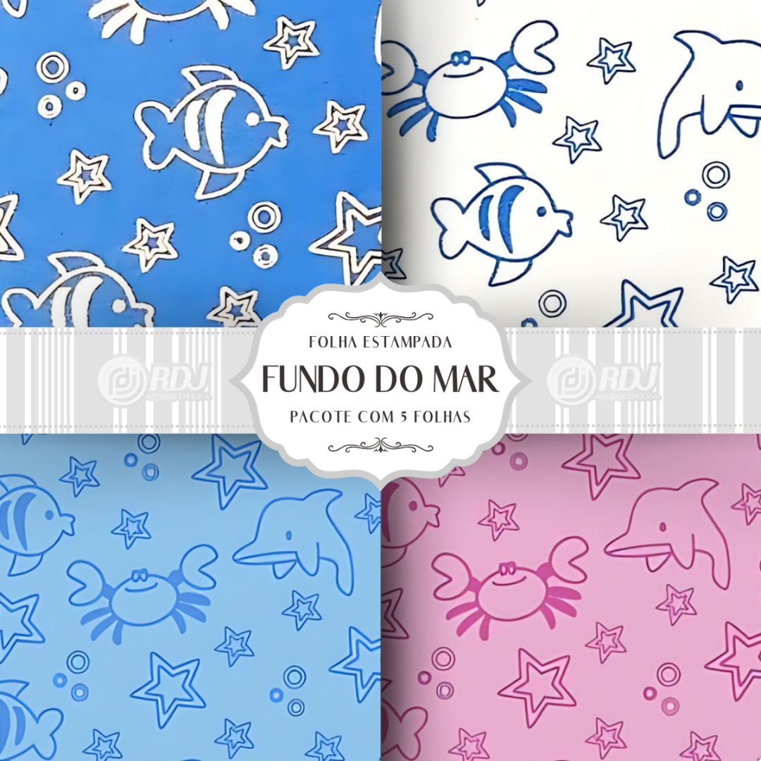 Folha EVA estampada Fundo do Mar Folha EVA estampada Fundo do Mar
