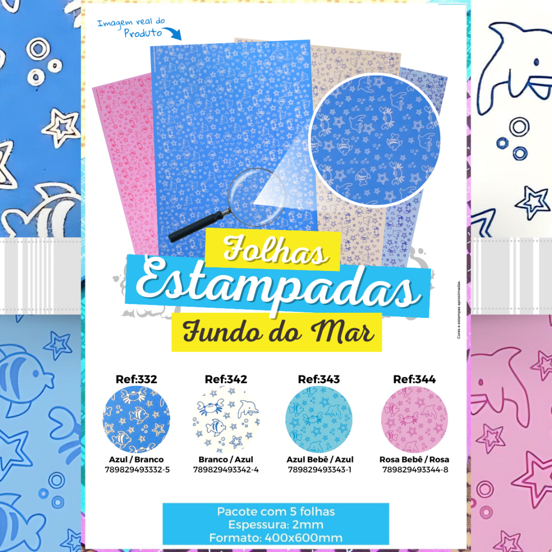 Folha EVA estampada Fundo do Mar