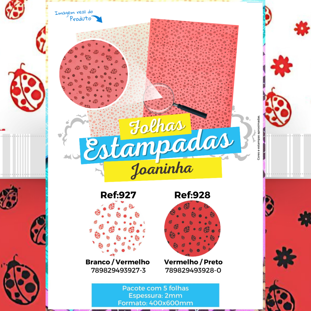 Folha EVA estampada Joaninha