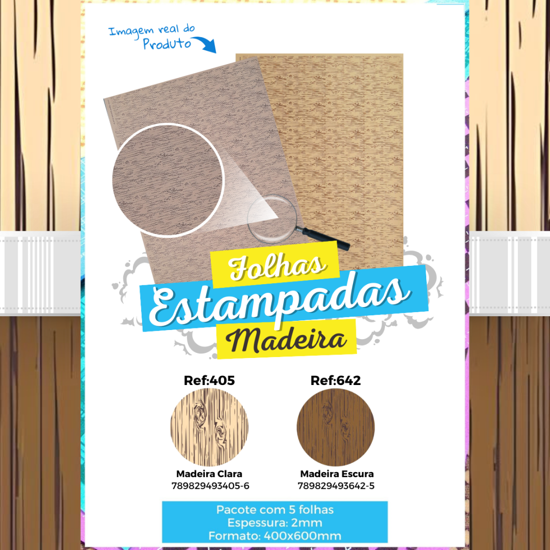Folha EVA estampada Madeira
