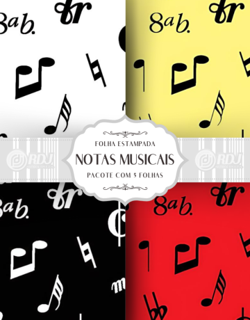 Folha EVA estampada Notas Musicais
