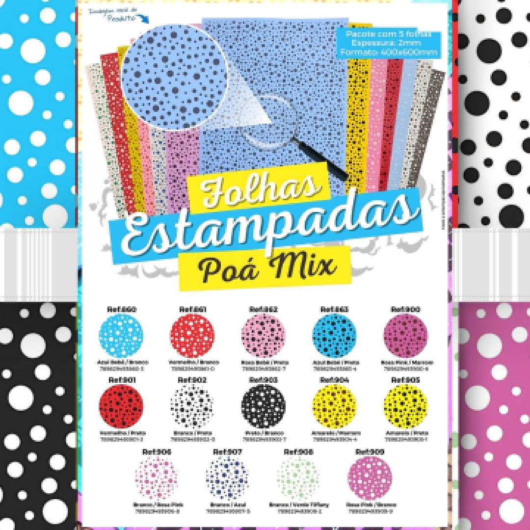 Folha EVA estampada Po&aacute; Mix