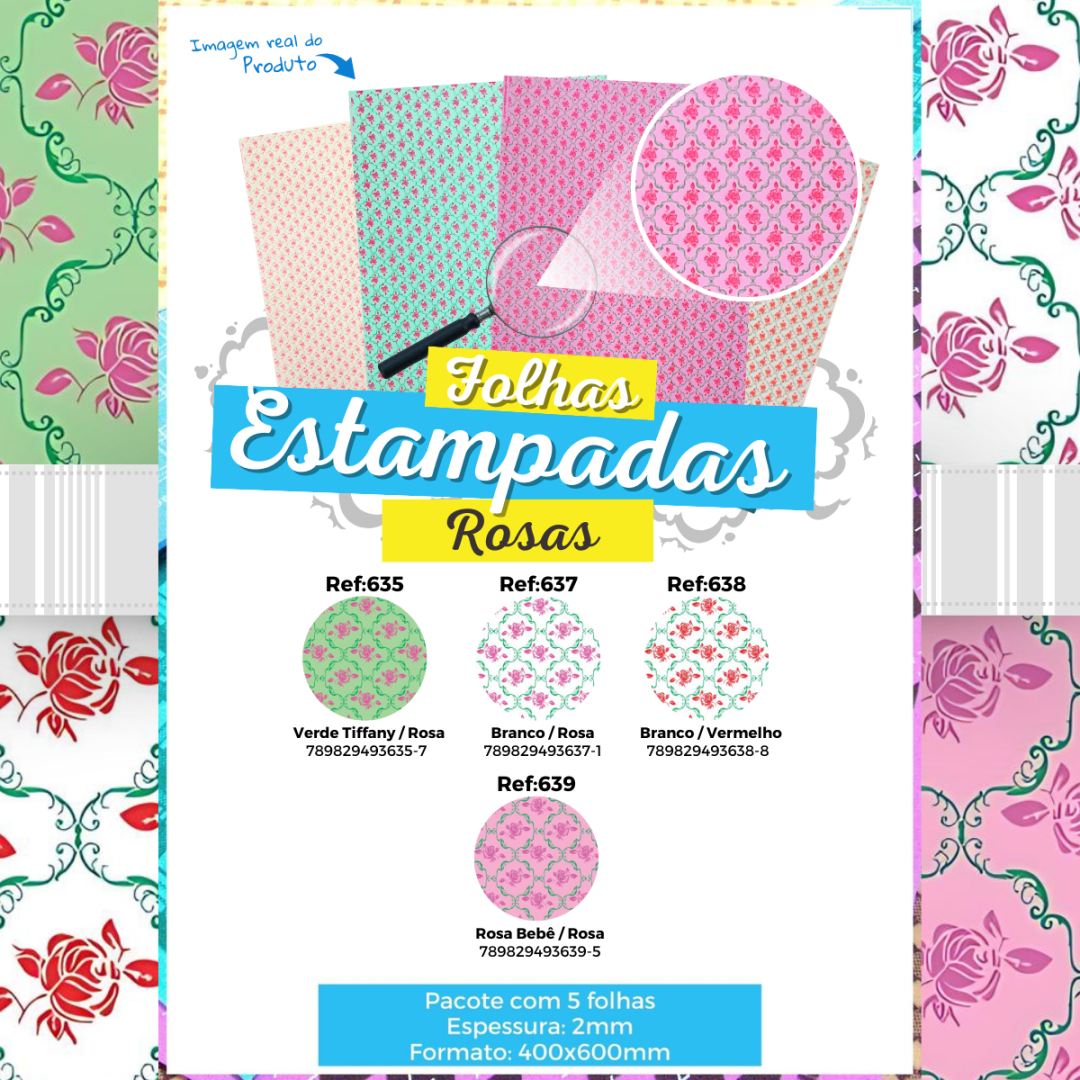 Folha EVA estampada Rosas