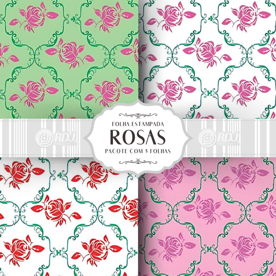 Folha EVA estampada Rosas