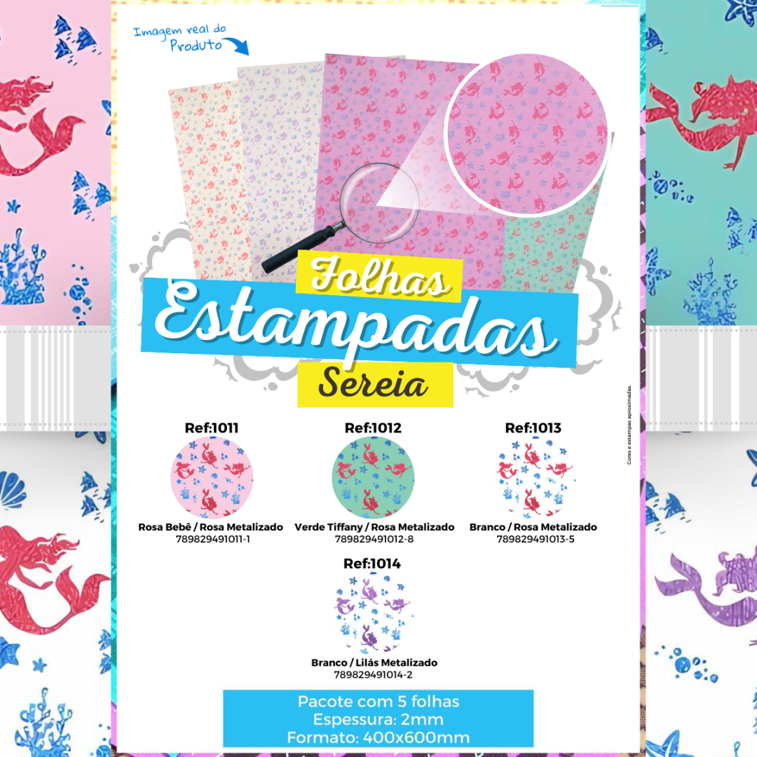Folha EVA estampada Sereia