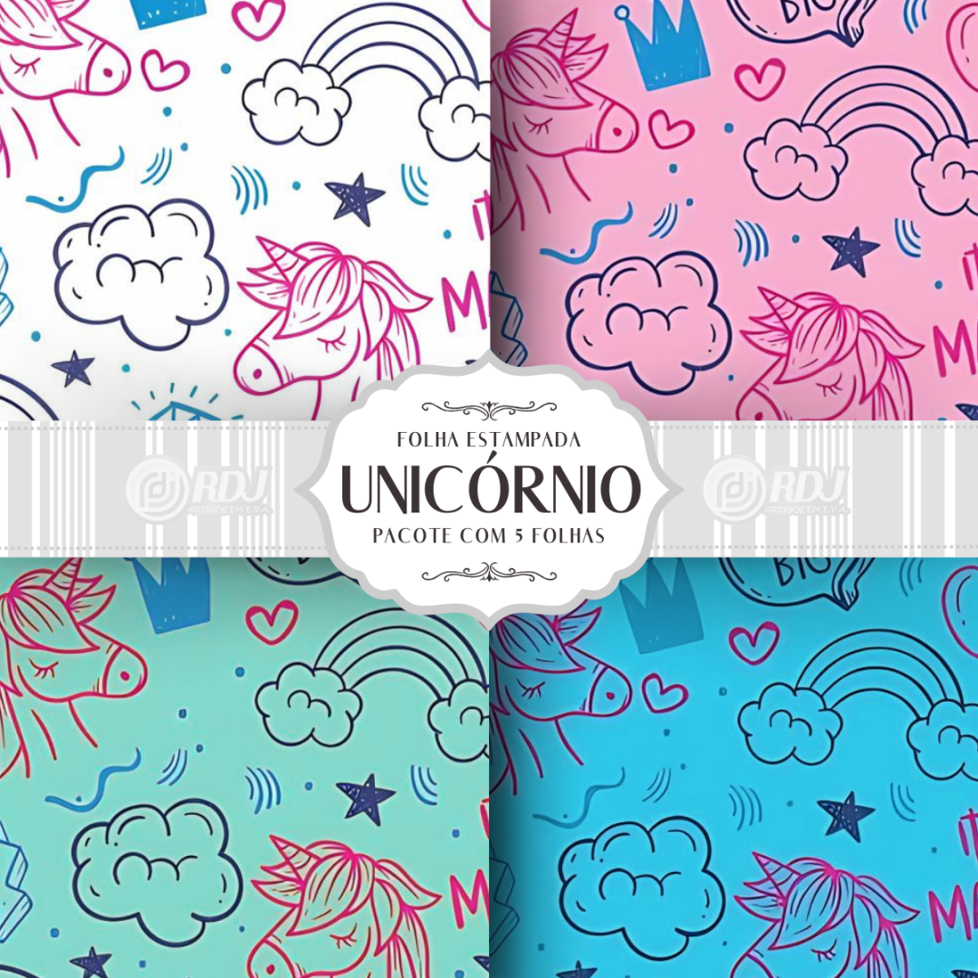 Folha EVA estampada Unic&oacute;rnio