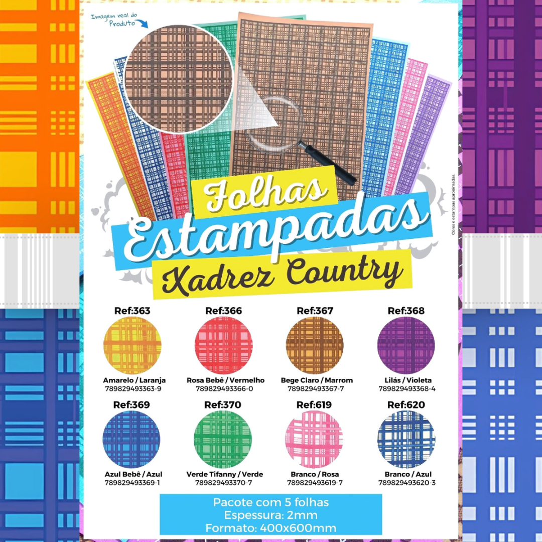 Folha EVA estampada Xadrez Country