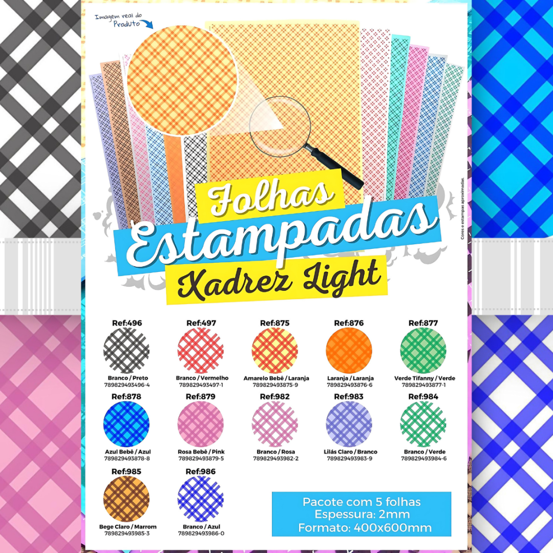 Folha EVA estampada Xadrez Light