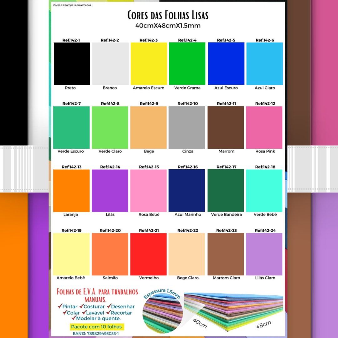 Folha EVA lisa 40x48x1,5mm