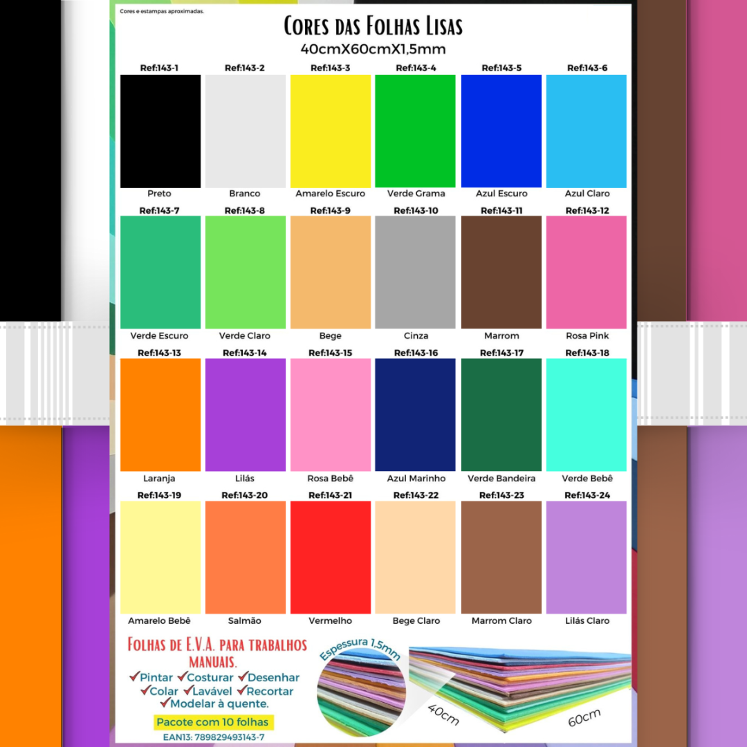 Folha EVA lisa 40x60x1,5mm