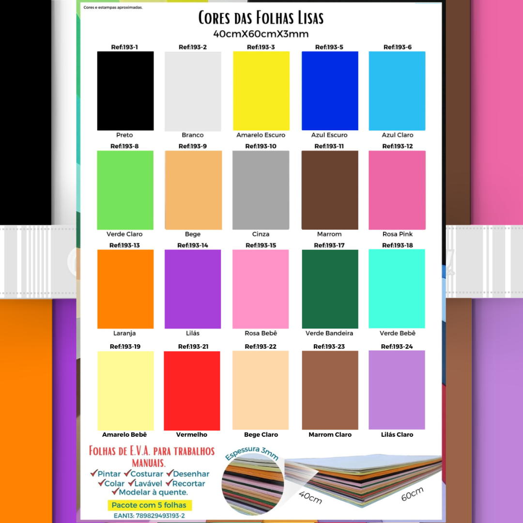 Folha EVA lisa 40x60x3mm